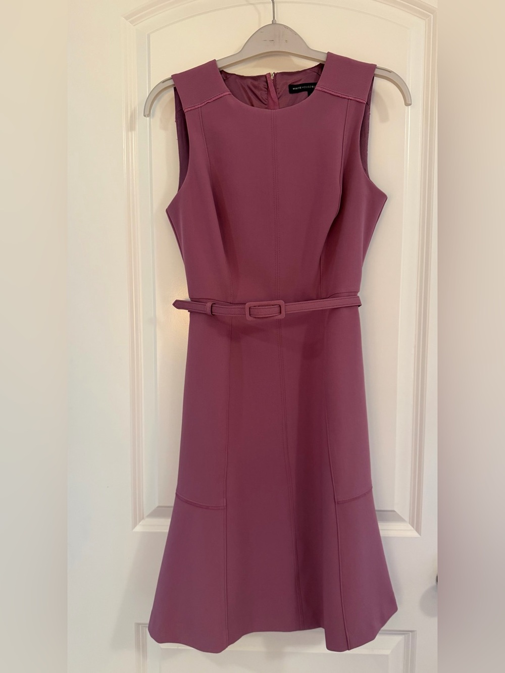 Sleeveless Mauve Belted A-Line Dress